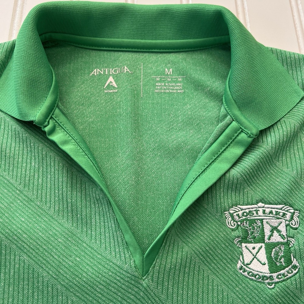 4/$25 SALE! Antigua‎ Women's Golf Shirt Medium Bright Green 100% Polyester